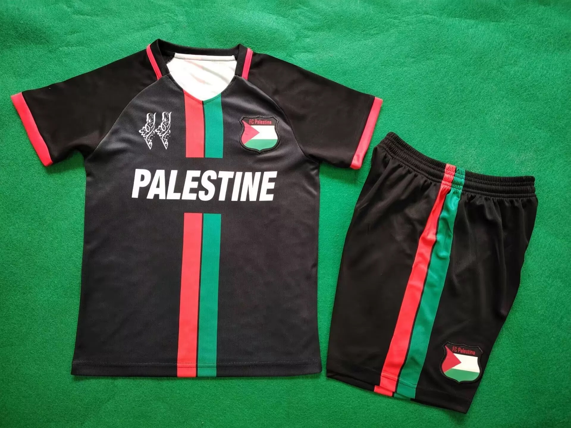 Kids-Palestine 24/25 Special Black/White Soccer Jersey